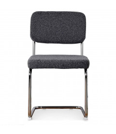 Chaise Capsule pied chromé tissu bouclette gris