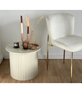 Chaise Rosem tissu bouclette naturel pied doré 2