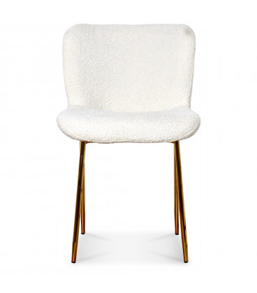 Chaise Rosem tissu bouclette naturel pied doré