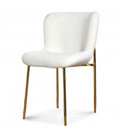 Chaise Rosem tissu bouclette naturel pied doré Chaise Rosem tissu bouclette naturel pied doré