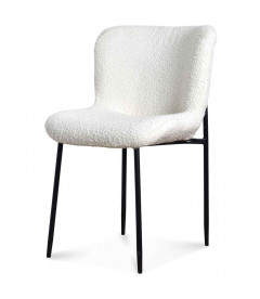 Chaise Rosem tissu bouclette naturel pied noir Chaise Rosem tissu bouclette naturel pied noir