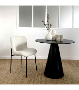 Chaise Rosem tissu bouclette naturel pied noir 2