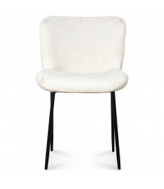 Chaise Rosem tissu bouclette naturel pied noir Chaise Rosem tissu bouclette naturel pied noir