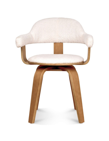 Chaise Suédoise bouclette naturelle pivotante pied contreplaqué clair