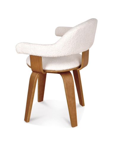Chaise Suédoise bouclette naturelle pivotante pied contreplaqué clair