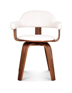 Chaise Suédoise bouclette naturelle pivotante pied contreplaqué foncé 2