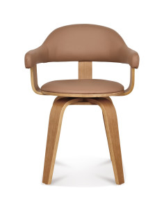 Chaise Suédoise marron pivotante pied contreplaqué clair 2