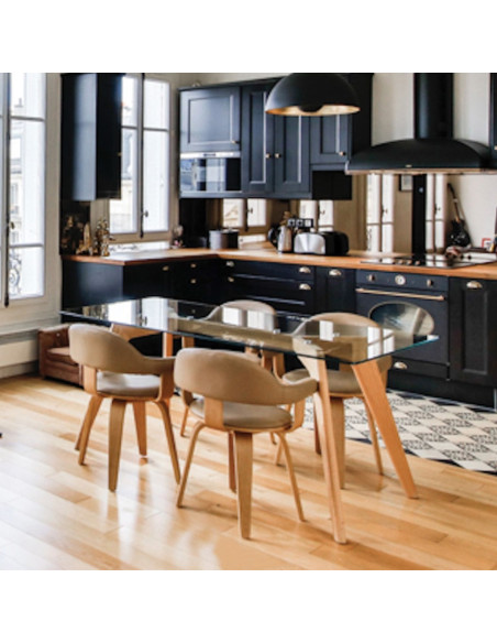 Chaise Suédoise marron pivotante pied contreplaqué clair