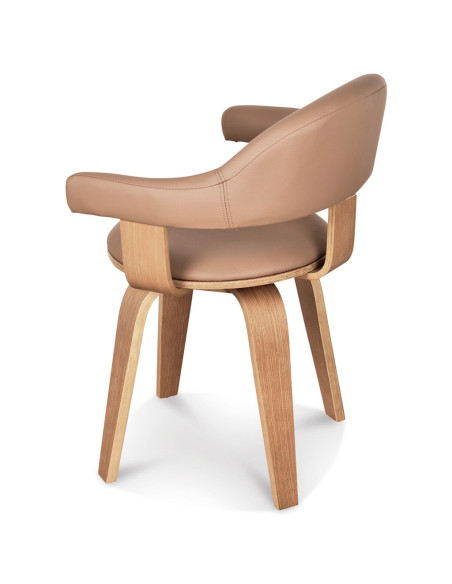 Chaise Suédoise marron pivotante pied contreplaqué clair