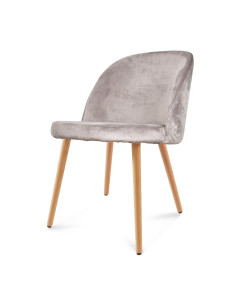 Chaise Ingrid velours taupe pieds façon bois opjet
