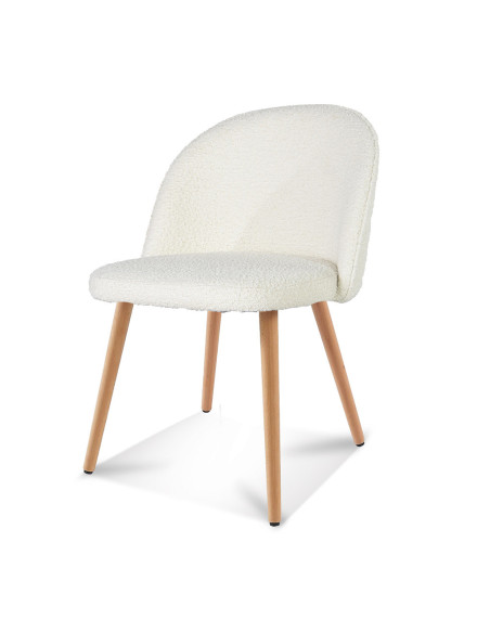Chaise Ingrid tissu bouclette naturelle pieds façon bois opjet Chaise Ingrid tissu bouclette naturelle pieds façon bois opjet