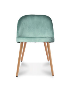 Chaise Ingrid velours bleu artic pieds façon bois opjet 2
