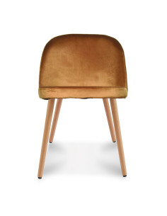 Chaise Ingrid velours ocre pieds façon bois opjet 2