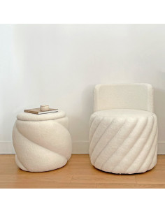 Fauteuil Alex pivotant teddy blanc opjet 2