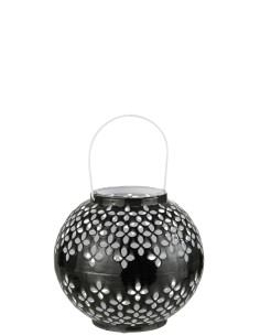 Lanterne Boule en Fer Perforé Noir