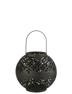 Lanterne Boule en Fer Perforé Noir Mat