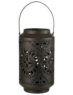 Lanterne en fer perforé noir mat