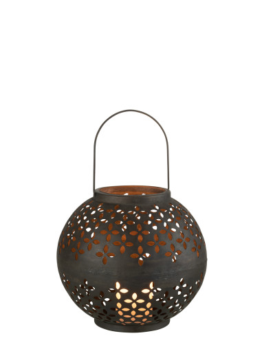 Lanterne Boule en Fer Perforé Noir Mat
