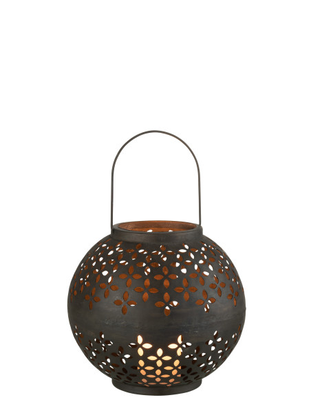 Lanterne Boule en Fer Perforé Noir Mat Lanterne Boule en Fer Perforé Noir Mat