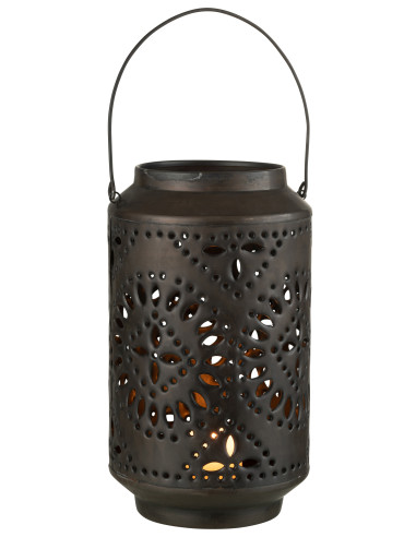 Lanterne en fer perforé noir mat