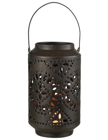 Lanterne en fer perforé noir mat