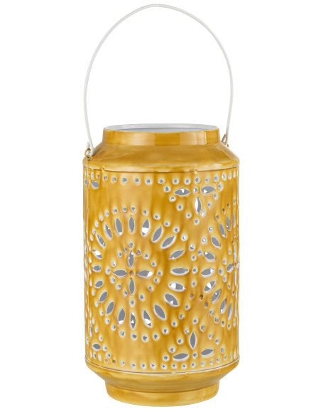 Lanterne en fer perforé de haute performance en ocre Lanterne en fer perforé de haute performance en ocre