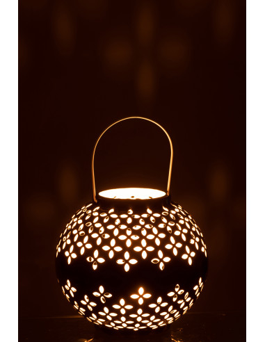 Lanterne Boule en Fer Perforé Noir