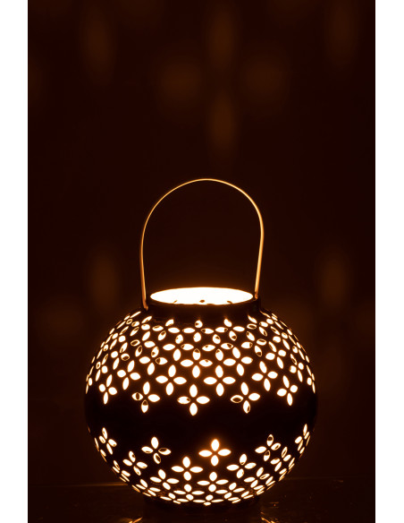 Lanterne Boule en Fer Perforé Noir