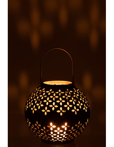 Lanterne Boule en Fer Perforé Noir Mat