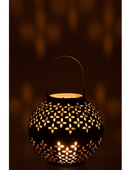 Lanterne Boule en Fer Perforé Noir Mat Lanterne Boule en Fer Perforé Noir Mat