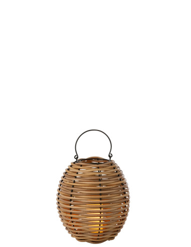 Lanterne tissée en plastique naturel avec LED de petite taille