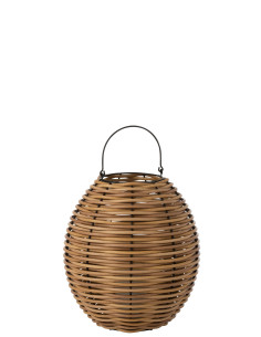 Lanterne tissée en plastique naturel à LED de taille moyenne