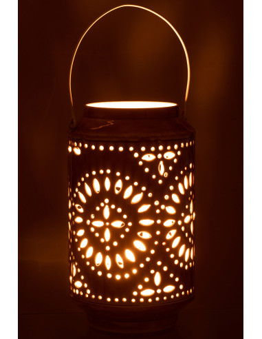 Lanterne en fer perforé de haute performance en ocre