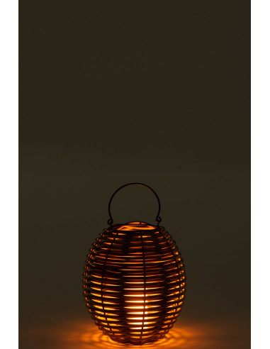 Lanterne tissée en plastique naturel avec LED de petite taille