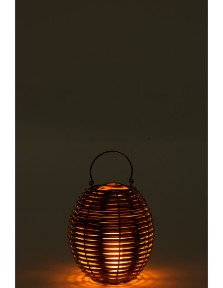 Lanterne tissée en plastique naturel avec LED de petite taille Lanterne tissée en plastique naturel avec LED de petite taille