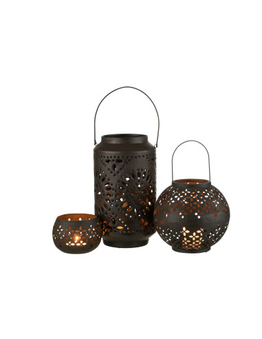 Lanterne en fer perforé noir mat