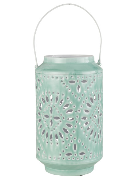 Lanterne en fer perforé bleu de haute performance Lanterne en fer perforé bleu de haute performance