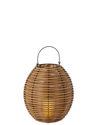 Lanterne tissée en plastique naturel à LED de taille moyenne