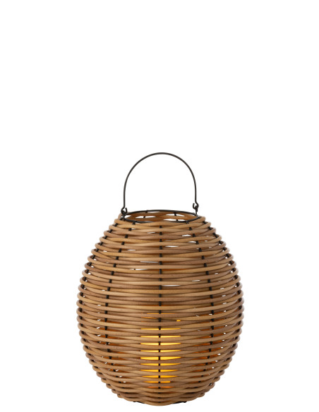 Lanterne tissée en plastique naturel à LED de taille moyenne Lanterne tissée en plastique naturel à LED de taille moyenne