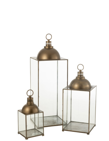 Lanterne Hagrid en verre/fer bronze L