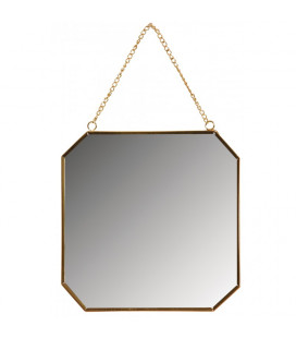 Miroir Octogonal Metal Laque Dore D 19,5 cm