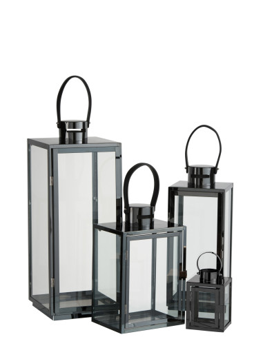 Lanterne en acier/verre noir