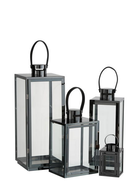 Lanterne en acier/verre noir