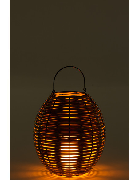 Lanterne tissée en plastique naturel à LED de taille moyenne Lanterne tissée en plastique naturel à LED de taille moyenne