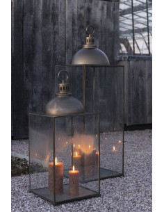 Lanterne Hagrid en verre/fer bronze L 2