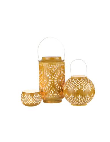 Lanterne en fer perforé de haute performance en ocre