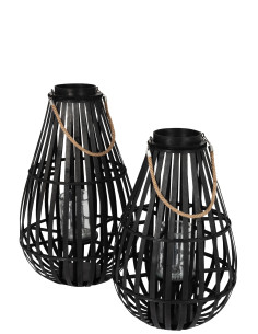Lanterne en forme de goutte  bambou noir petit 2