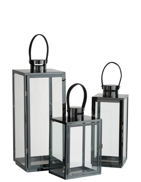 Lanterne en acier/verre noir