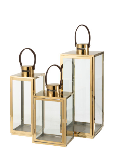 Carré de lanterne en métal/verre doré
