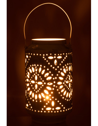 Lanterne en fer perforé bleu de haute performance